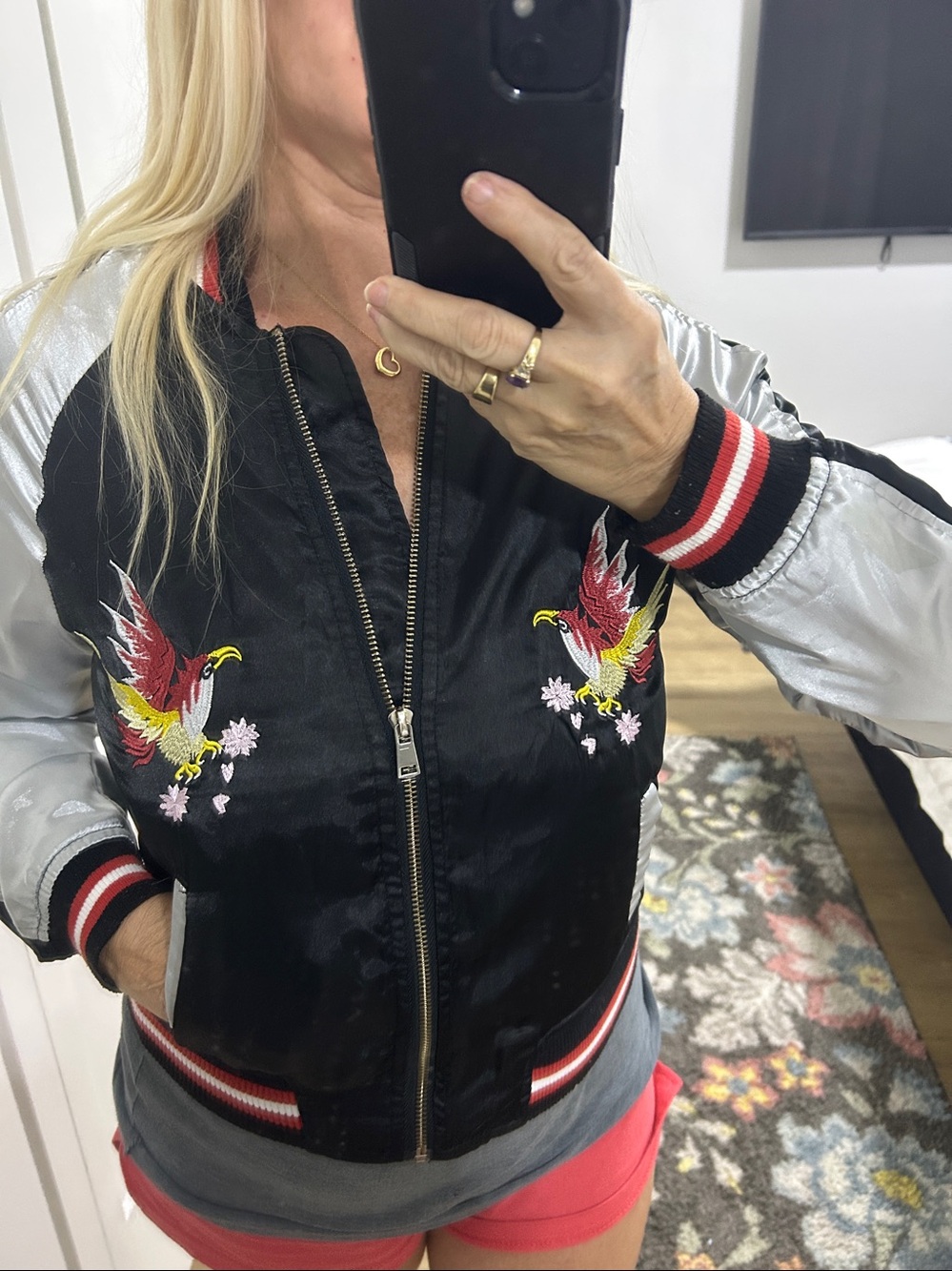 Y2K era Vintage Black Label Satin Sukajan Ebroidered Bomber Jacket |Size Medium - Picture 11 of 14